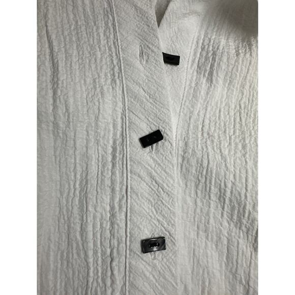 Habitat Pucker Weave White Long Sleeve Loose Fit Blouse Top Toggle Buttons Sz M - Picture 10 of 15